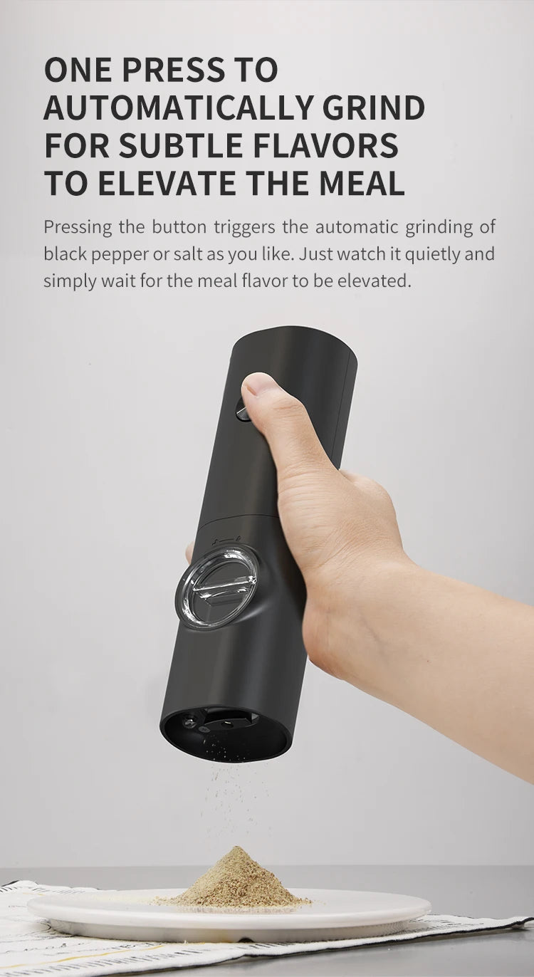 Electric Salt and Pepper Grinder Set with Adjustable Coarseness and Base