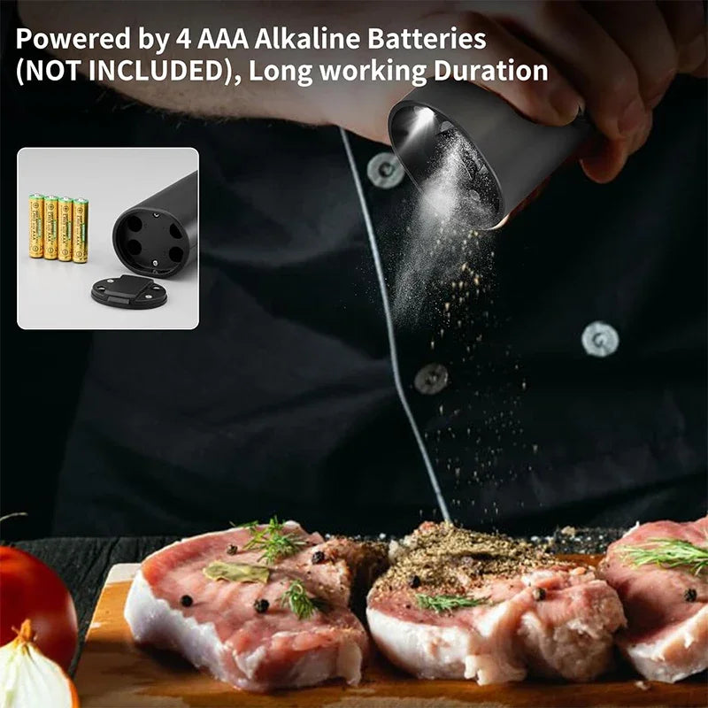 Electric Salt and Pepper Grinder Set with Adjustable Coarseness and Base