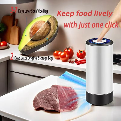 Portable Handheld Vacuum Sealer for Food Storage with 50 Vacuum Seal Bags to Prevent Cross Contamination - The Stuff Dept