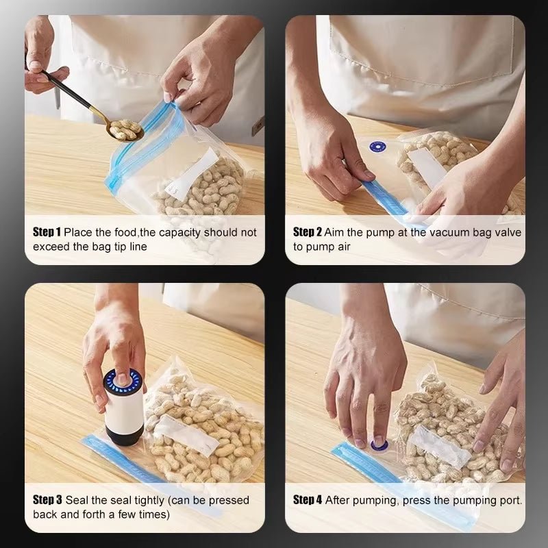 Portable Handheld Vacuum Sealer for Food Storage with 50 Vacuum Seal Bags to Prevent Cross Contamination - The Stuff Dept