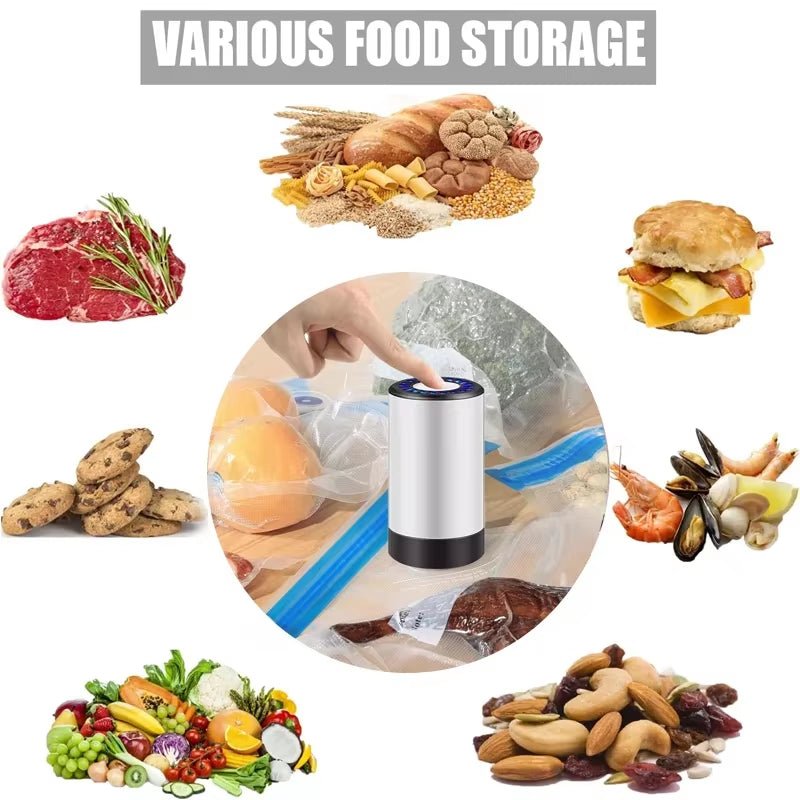 Portable Handheld Vacuum Sealer for Food Storage with 50 Vacuum Seal Bags to Prevent Cross Contamination - The Stuff Dept