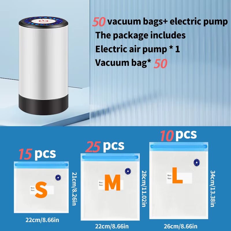 Portable Handheld Vacuum Sealer for Food Storage with 50 Vacuum Seal Bags to Prevent Cross Contamination - The Stuff Dept