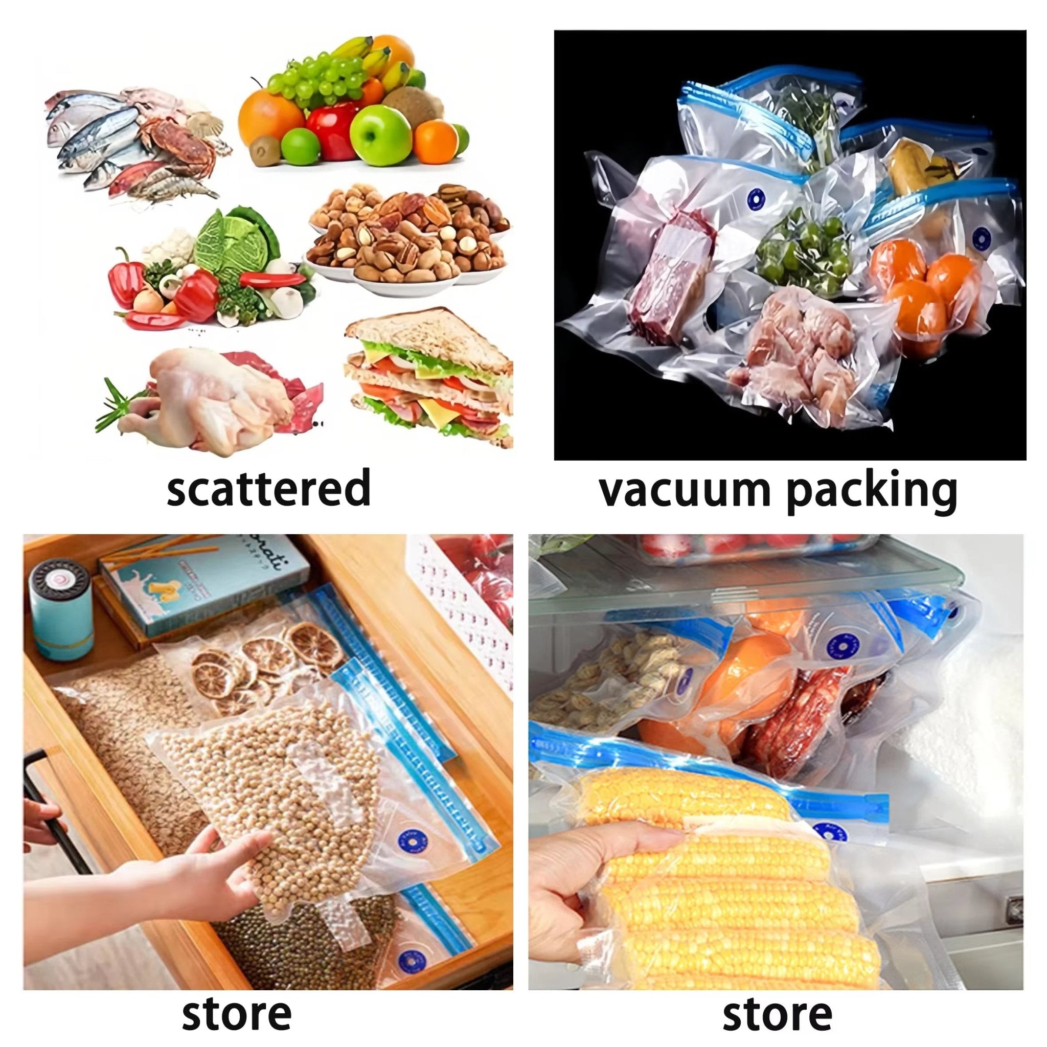 Portable Handheld Vacuum Sealer for Food Storage with 50 Vacuum Seal Bags to Prevent Cross Contamination - The Stuff Dept