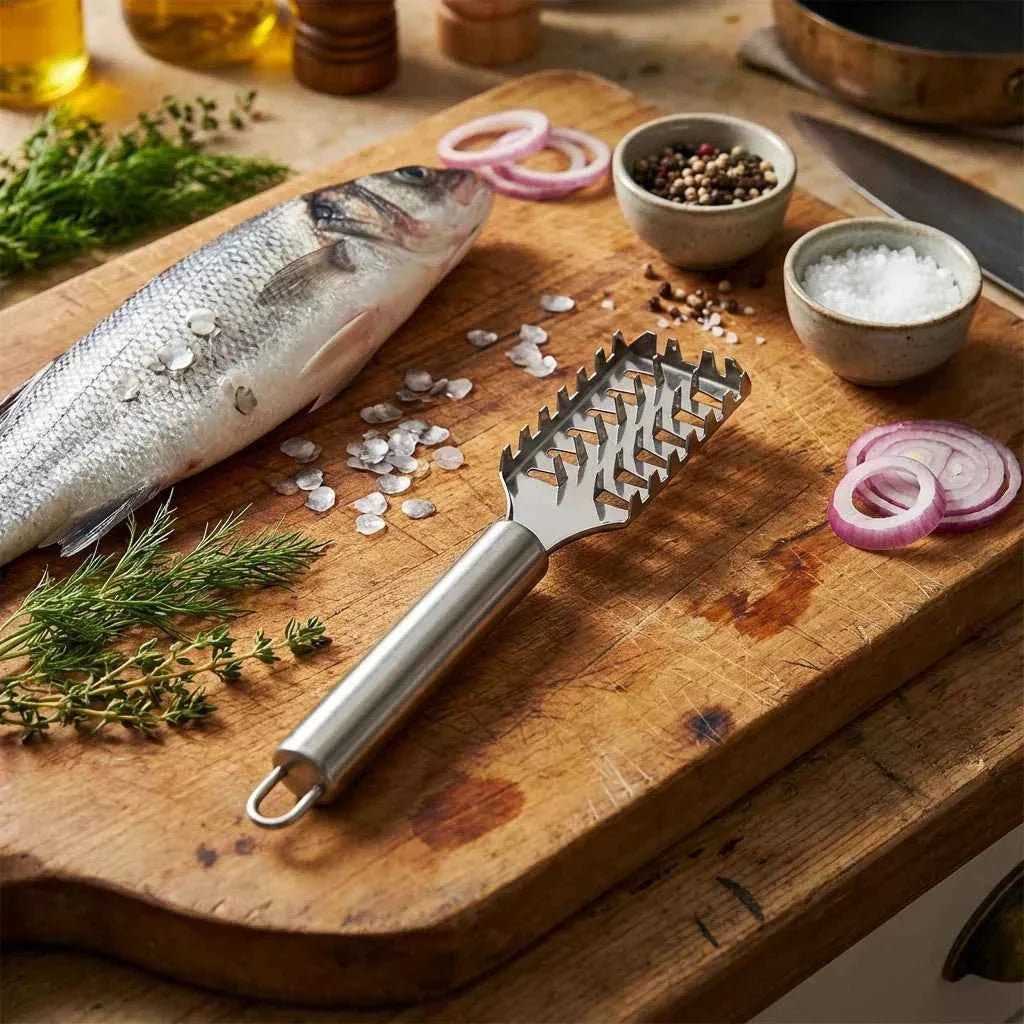 Versatile 23cm Kitchen Scraper with Non-Slip Handle for Fish, Ginger, and Vegetables - The Stuff Dept